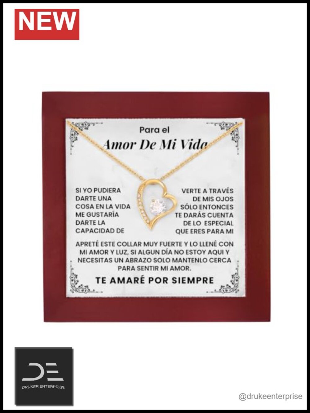 Cubic Zirconia Heart Pendant Necklace 18K Yellow Gold Finish with Message Card